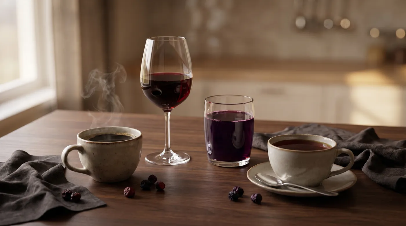 Pića koja boje gumice i bravice - kafa, crno vino, sok od bobičastog voća i crni čaj